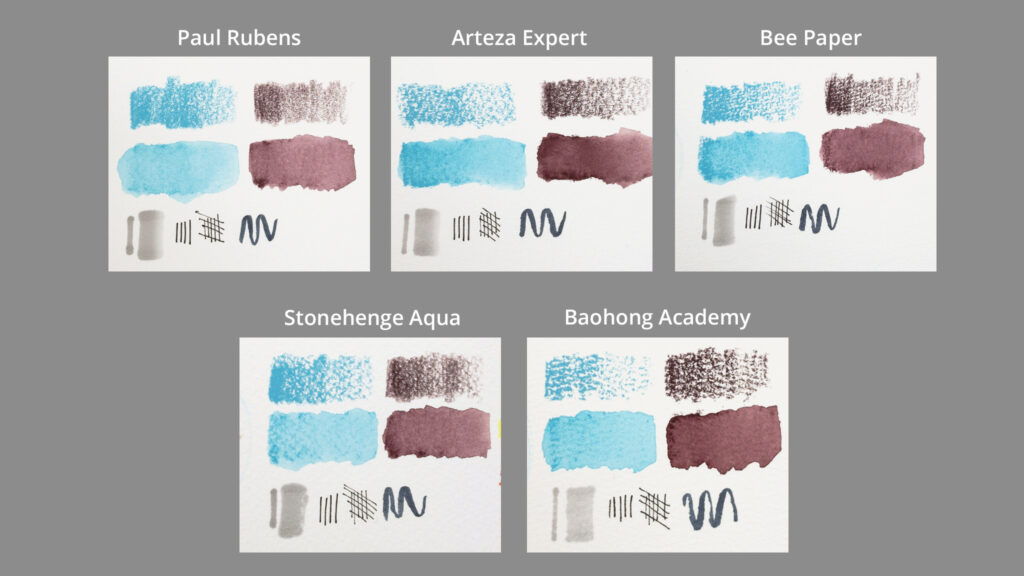 multimedia cotton paper compare swatches