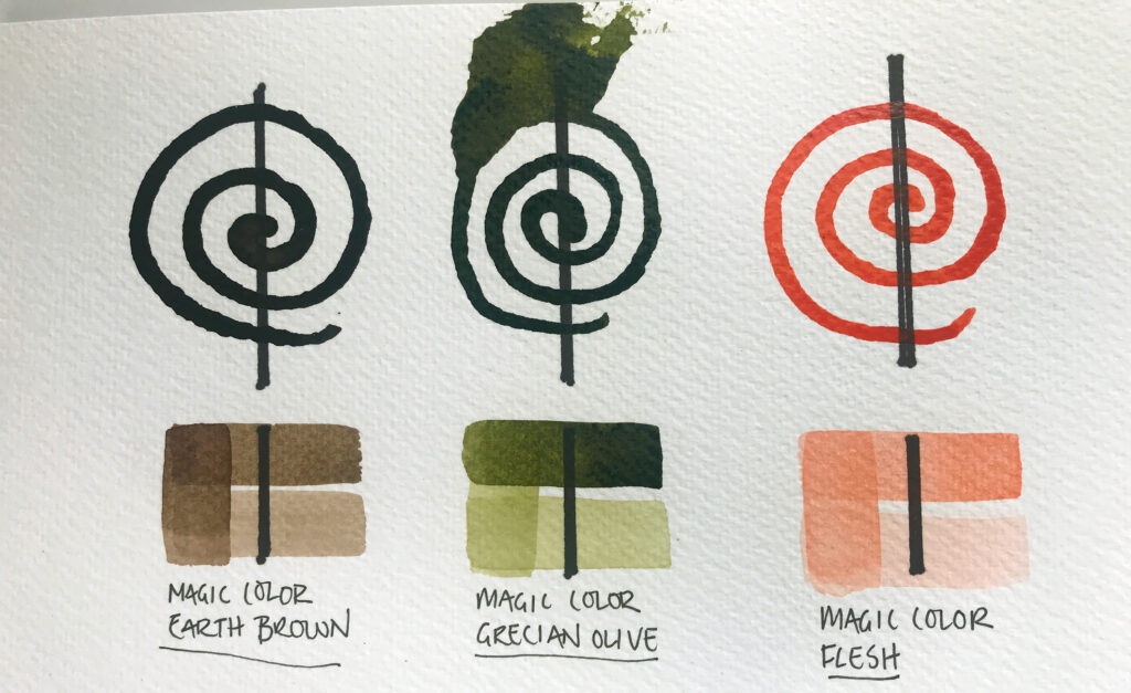 Daler Rowney FW Acrylic Ink: Antelope Brown, Dark Green