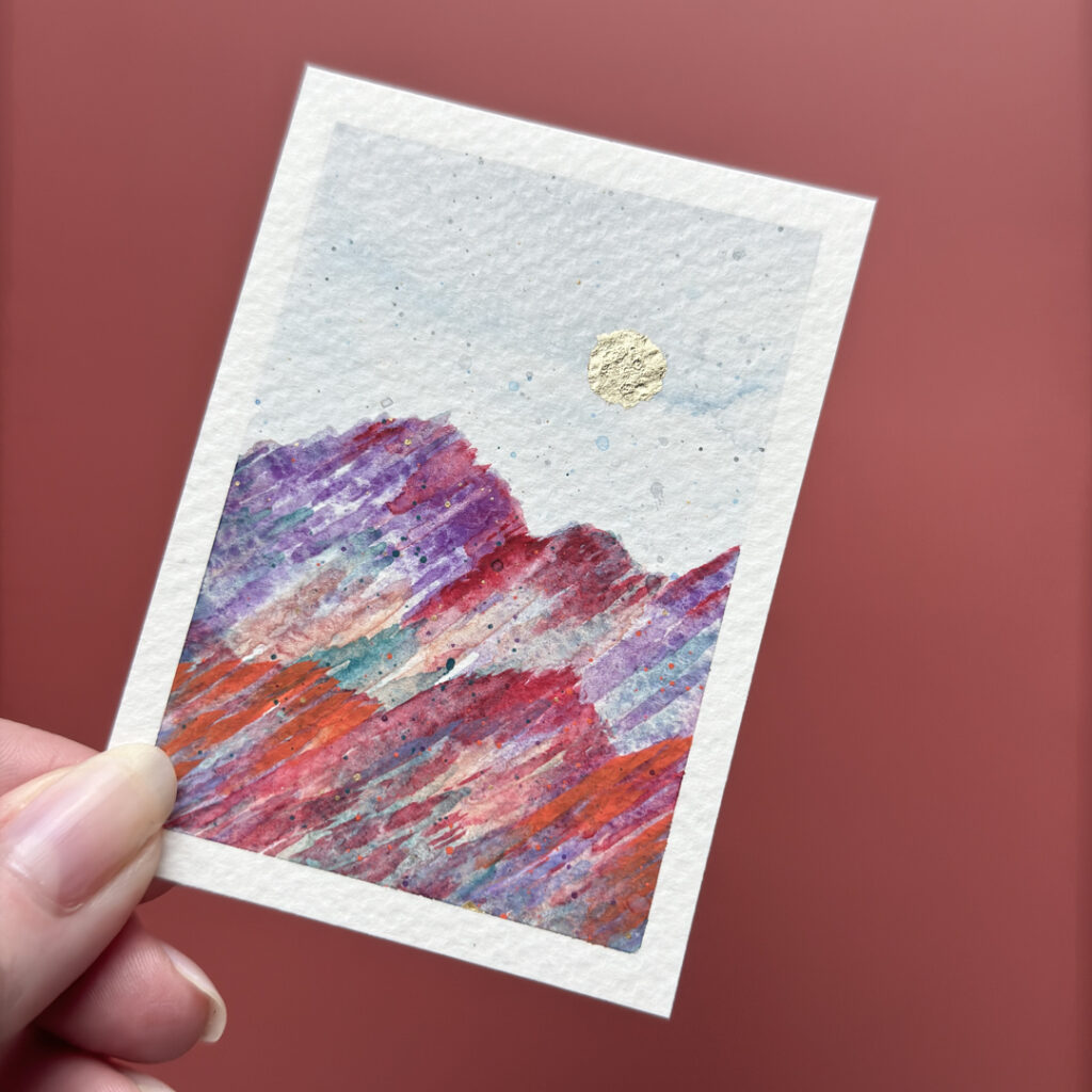 Red Sunset #1 - Abstract Landscape ACEO Jannah Lyon