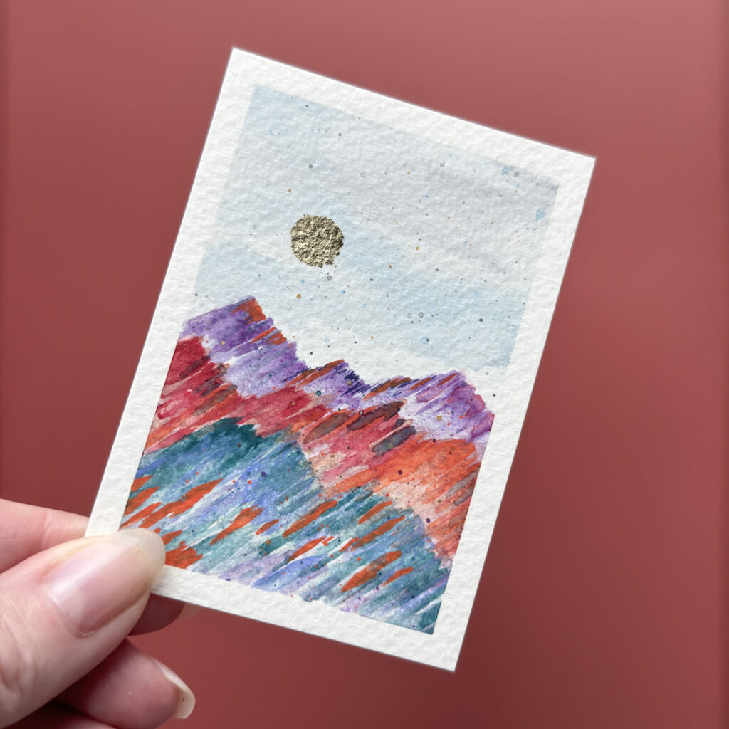 Red Sunset #2 - Abstract Landscape ACEO Jannah Lyon