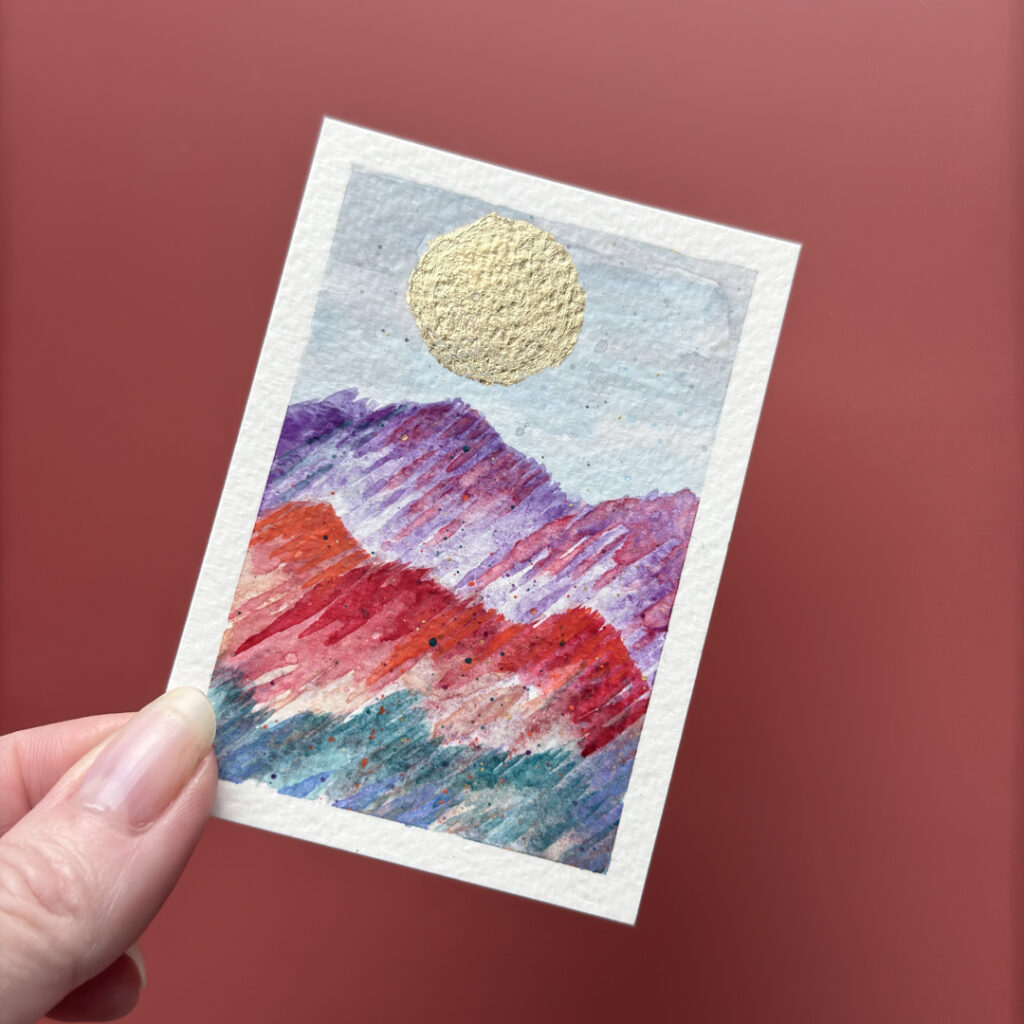 Red Sunset #3 - Abstract Landscape ACEO Jannah Lyon