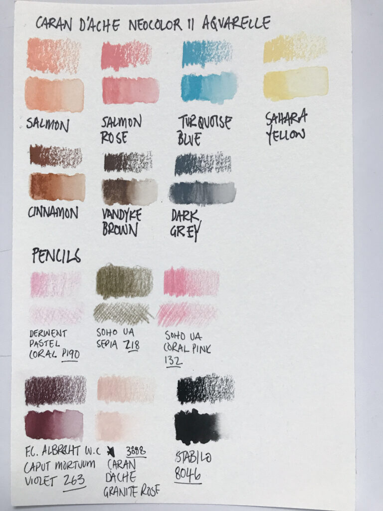 caran dache neocolor 2 II watersoluble crayons swatches